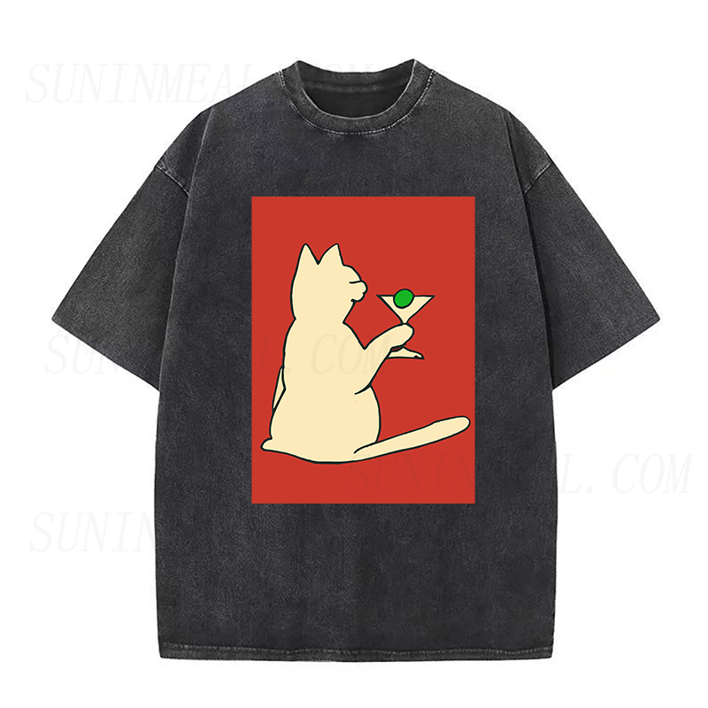 RTIM0018 レッドキャット・ウィズ・マティーニ ユニセックスTシャツ