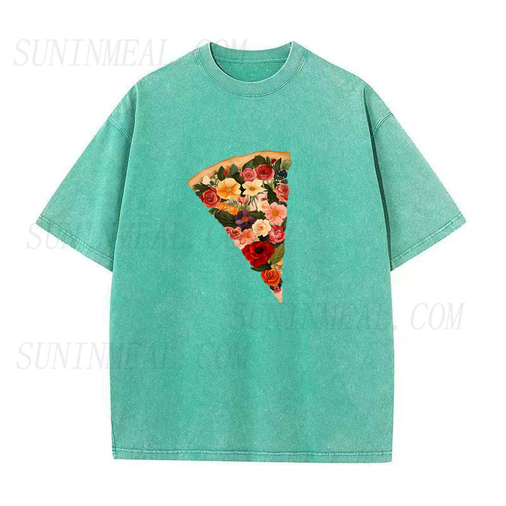 Flowers Pizza Funny Graphic Tee - Pizza Lover Gift Shirt | SUN IN MEAL