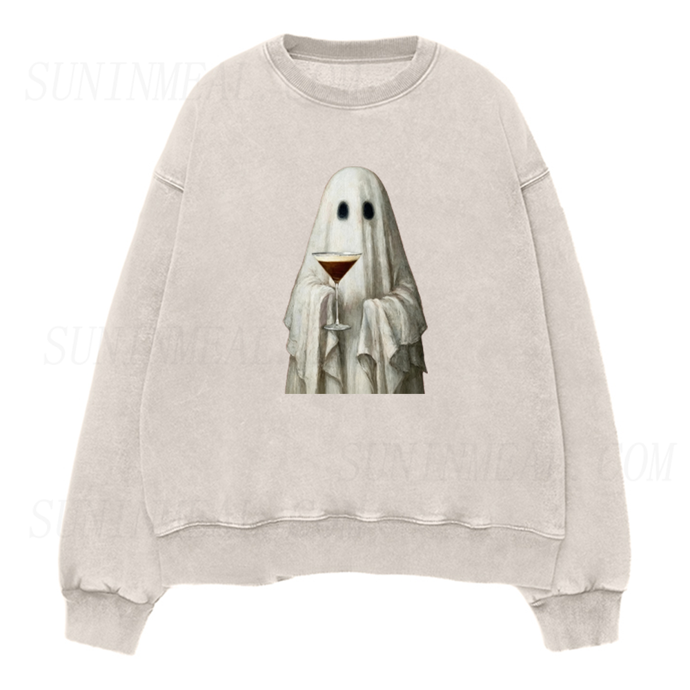 Cute Ghost with Espresso Martini Unisex Crewneck Sweatshirt