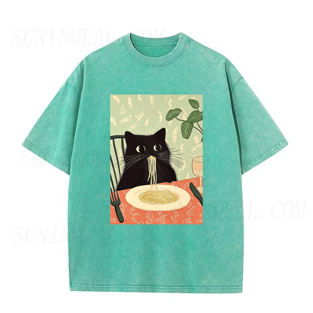 Cute Black Cat Pasta Unisex Tee