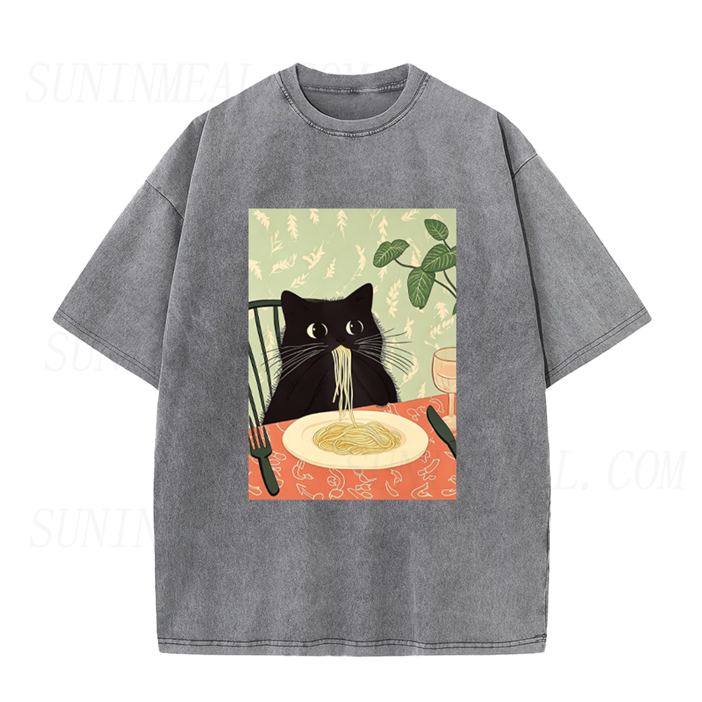 Cute Black Cat Pasta Unisex Tee