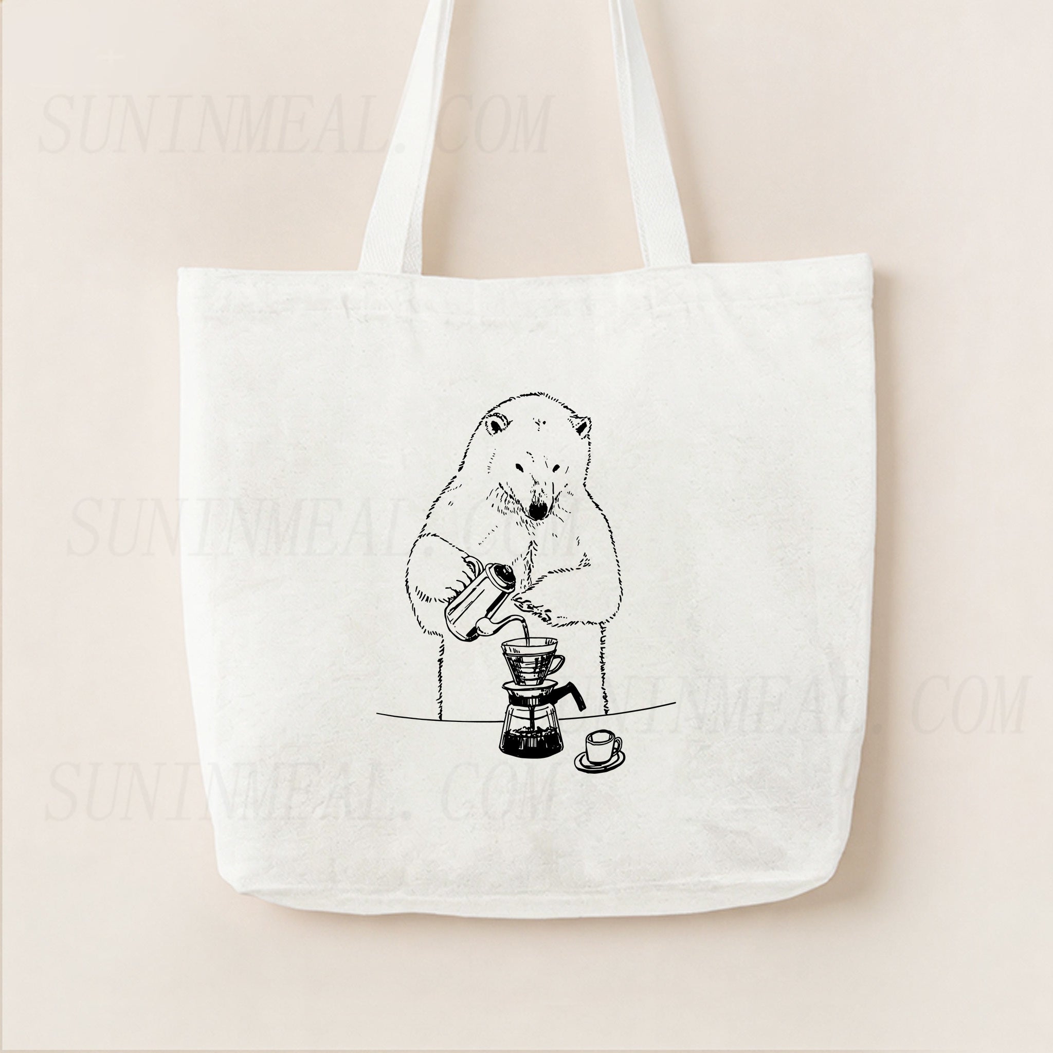 Polar Bear Is Brewing Coffee Canvas Tote Bag