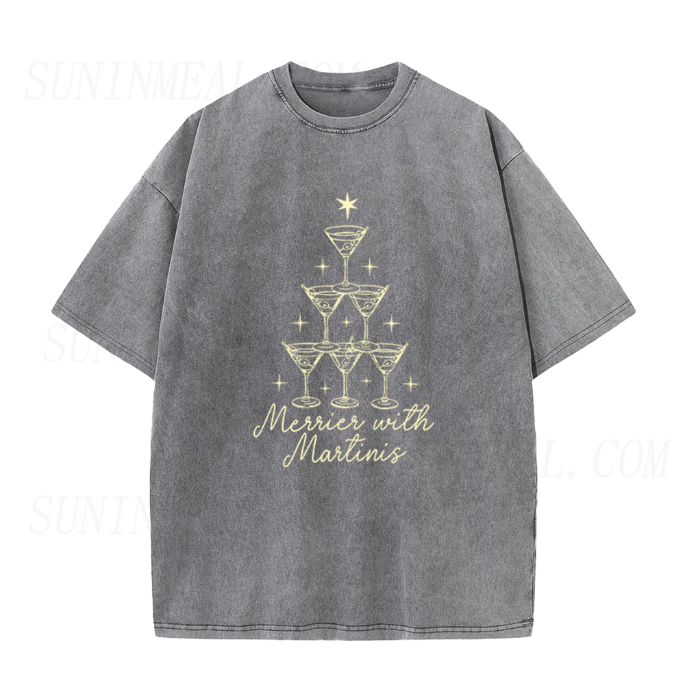 Merrier with Martinis Christmas Unisex Tee