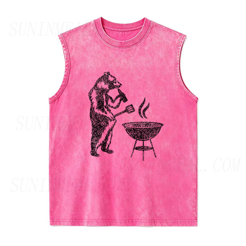 Wild Grizzly Bear BBQ Unisex Tank Top