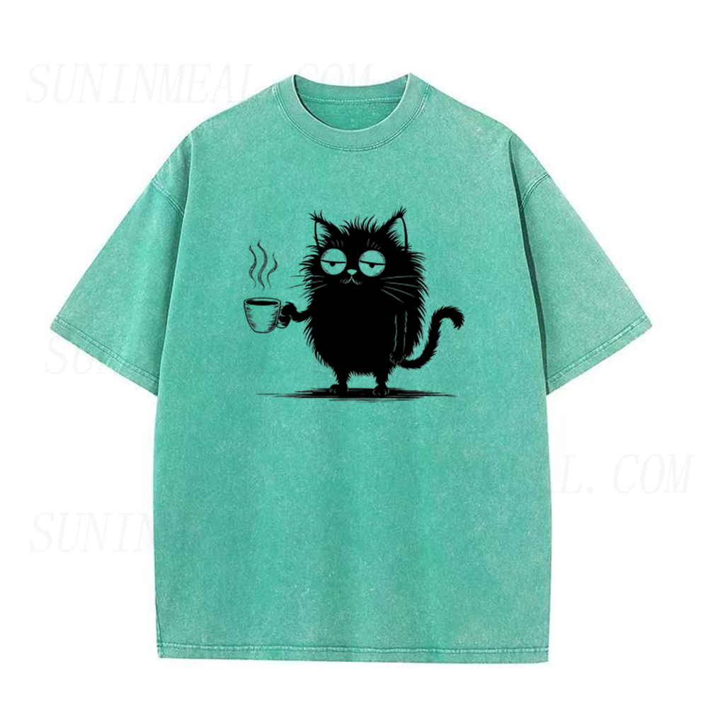 Sleepy Coffee Cat Unisex Tee