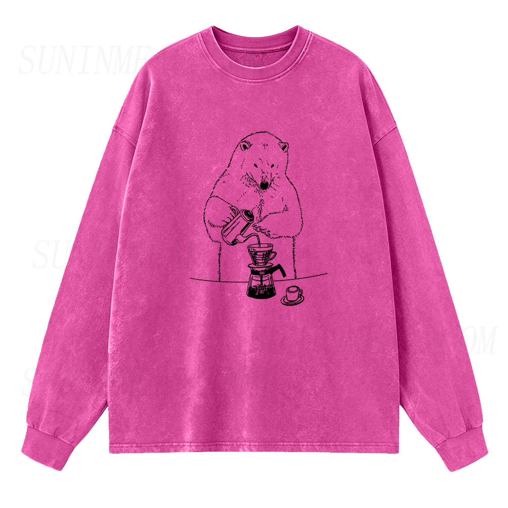 Polar Bear Is Brewing Coffee Long Sleeve Unisex Tee
