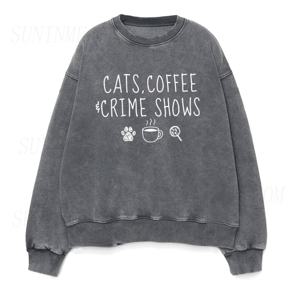 Cats Coffee Crime Shows Unisex Crewneck Sweatshirt