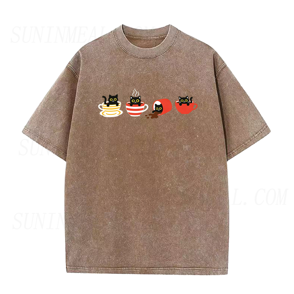 Retro Black Cat Coffee Unisex Tee