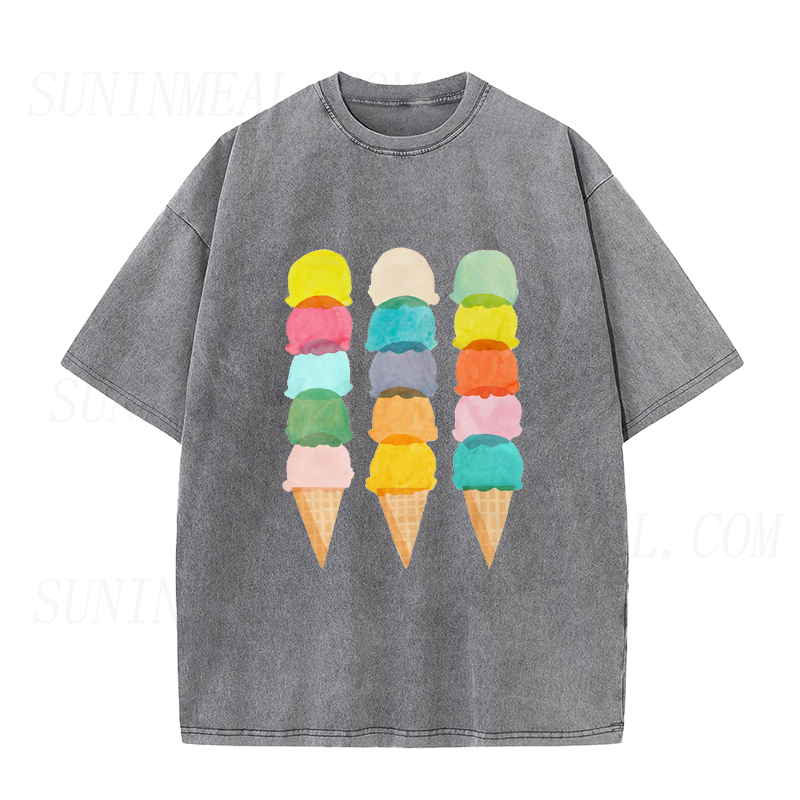 Three Rainbow Ice Creams Unisex Tee