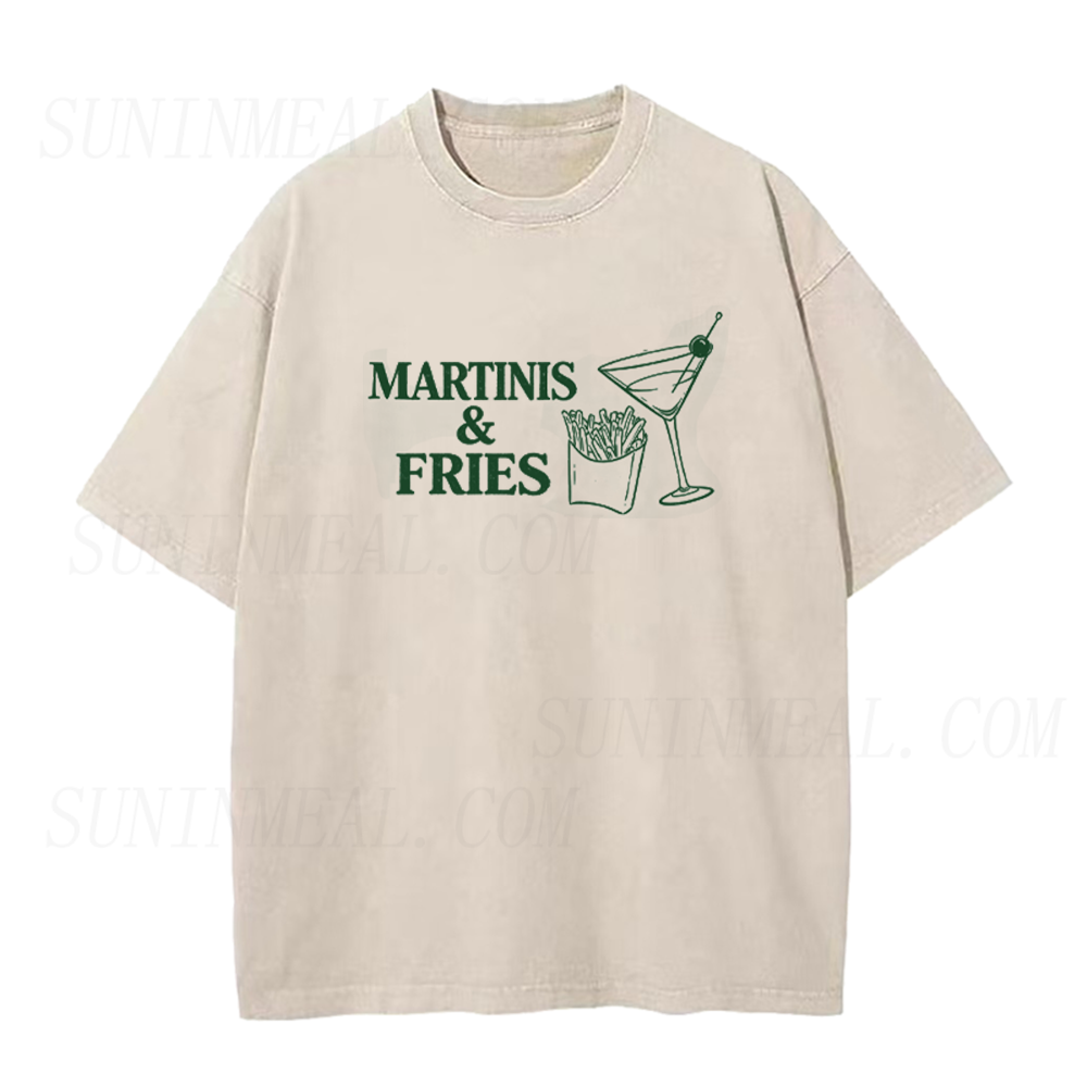 Funny Martinis and Fries Unisex Tee