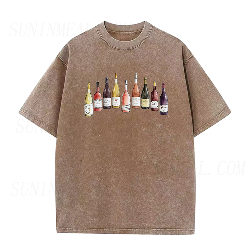 Watercolor Wine Bottles Graphic Unisex Tee