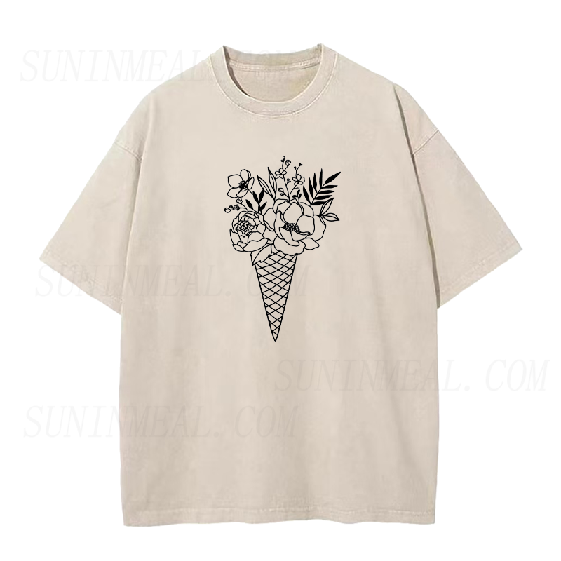 Floral Ice Cream Cone Unisex Tee