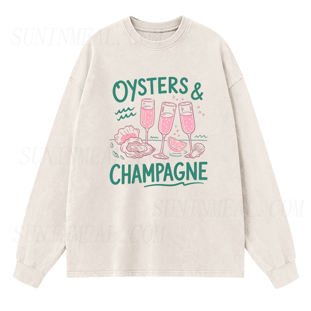 Oysters and Champagne Long Sleeve Unisex Tee