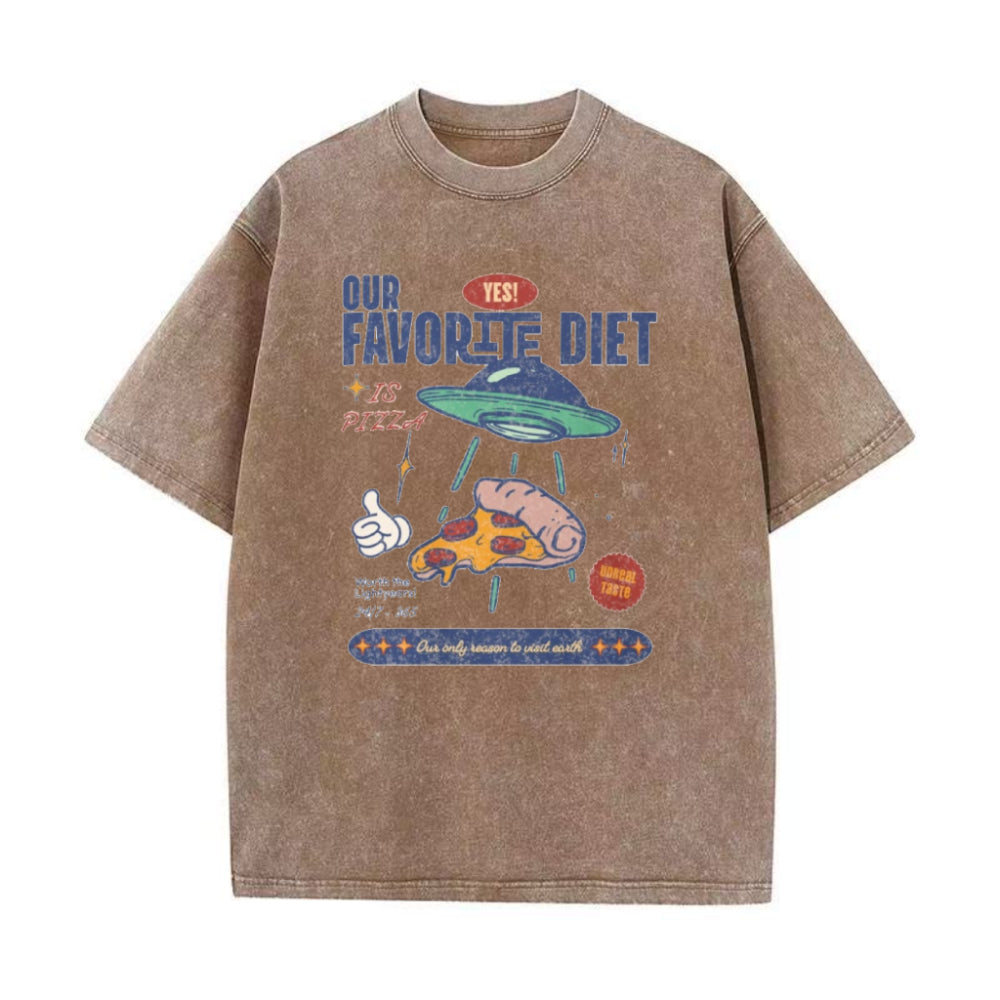 UFO 私たちのお気に入りの食事はピザ ユニセックスTシャツ
