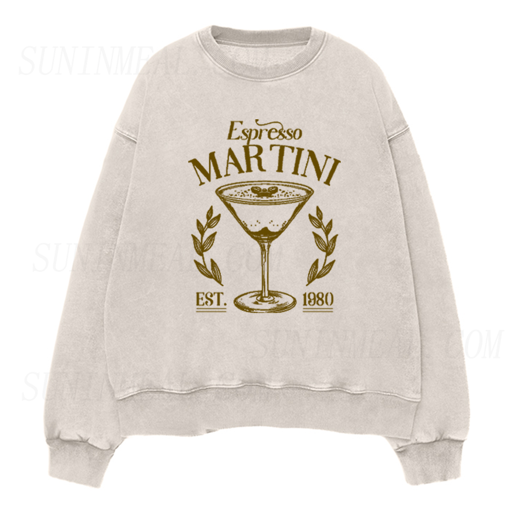 Retro Espresso Martini Cocktail Graphic Unisex Crewneck Sweatshirt