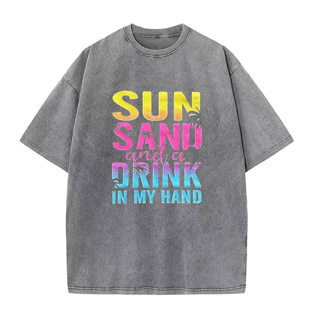 sun sand and a drink in my hand Unisex Tee