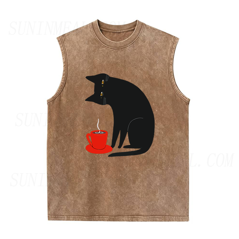 Black Cat Red Cup Unisex Tank Top
