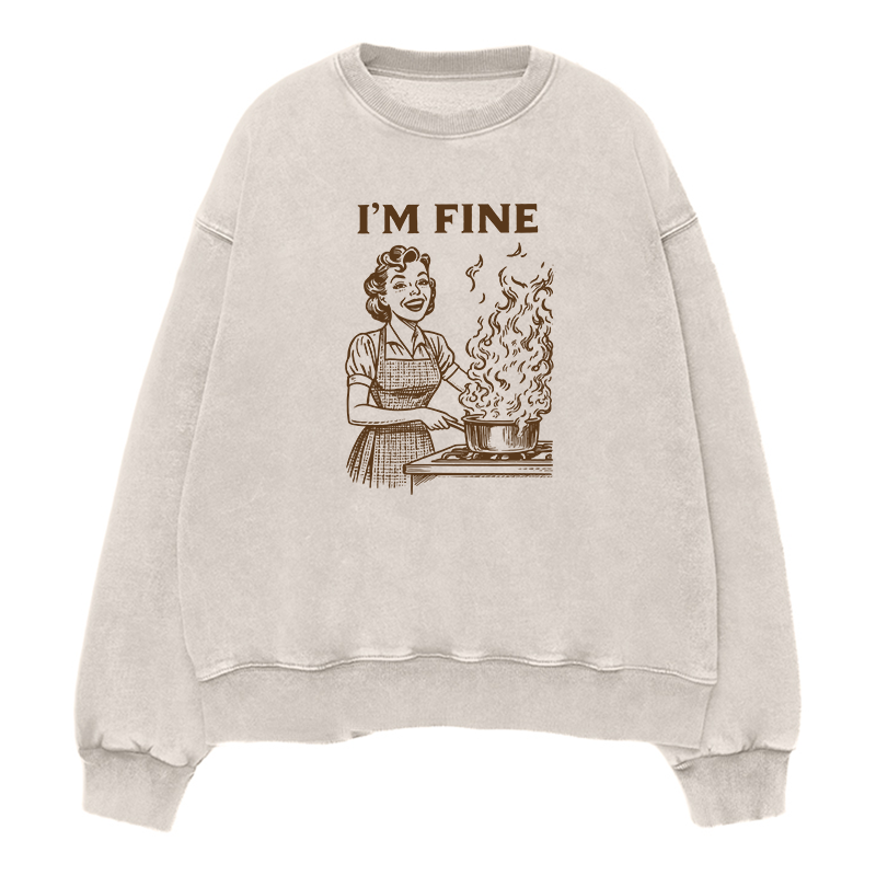 I'M FINE Cooking Unisex Crewneck Sweatshirt
