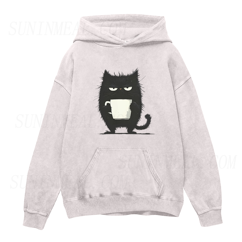 Funny Black Cat Coffee Unisex Hoodie