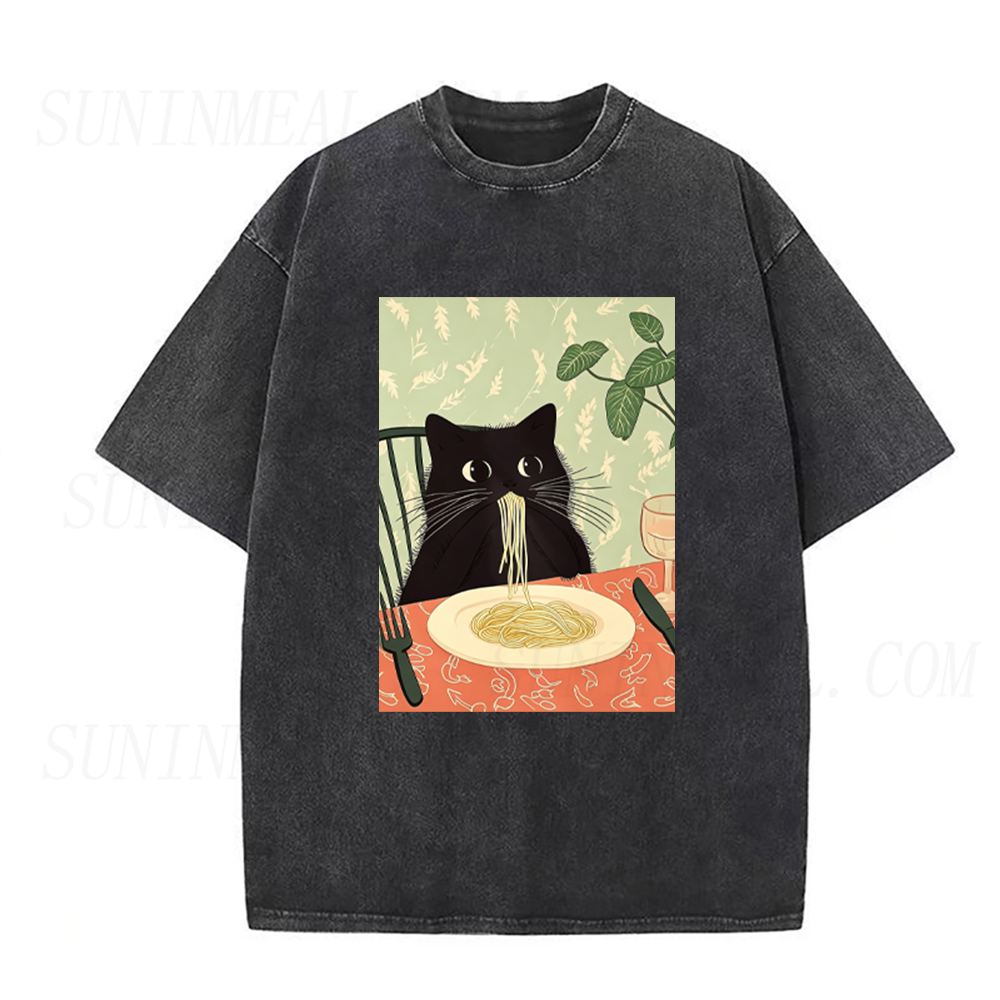 Cute Black Cat Pasta Unisex Tee