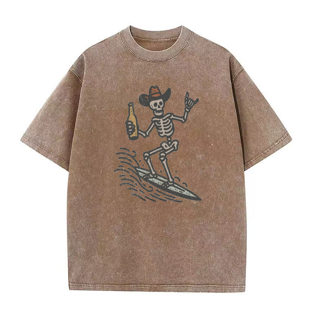 Vintage Surfer Skeleton Unisex Tee