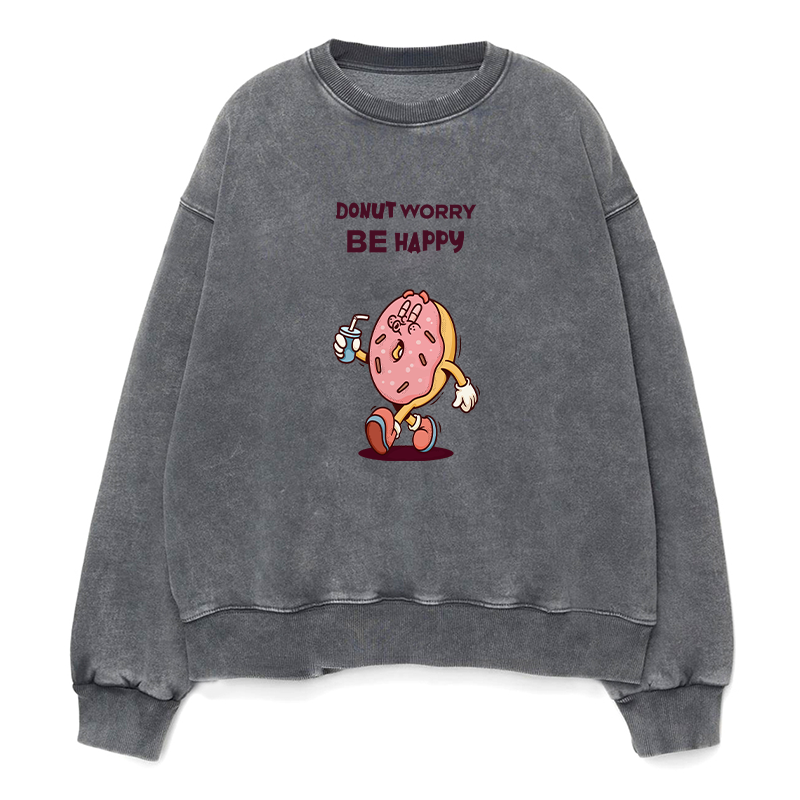 Donut Worry Be Happy Unisex Crewneck Sweatshirt