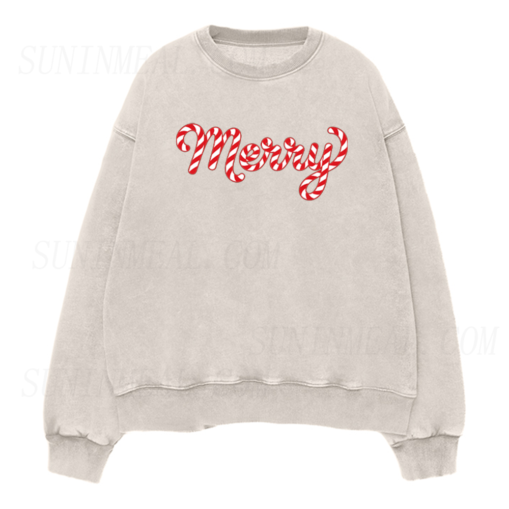 Merry Candy Cane Christmas Unisex Crewneck Sweatshirt