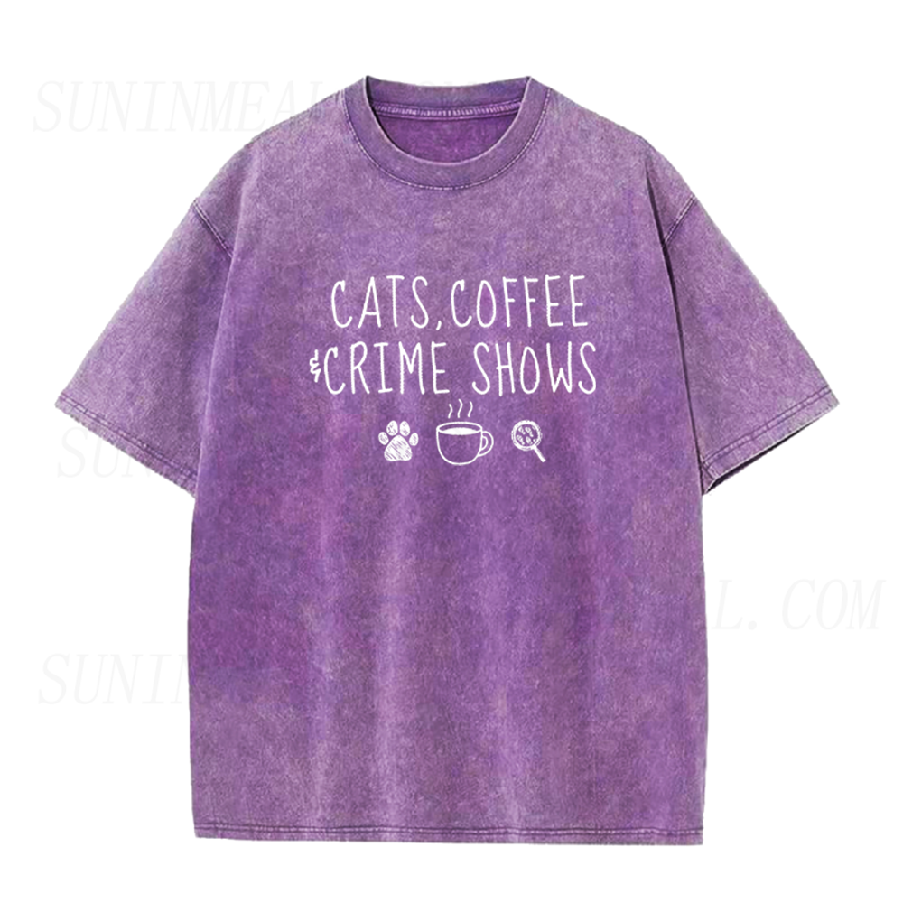 Cats Coffee Crime Shows Unisex Tee