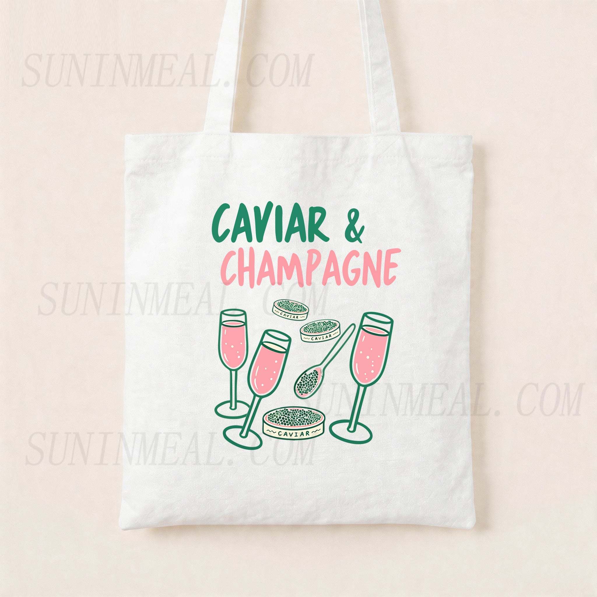 Caviar & Champagne Canvas Tote Bag