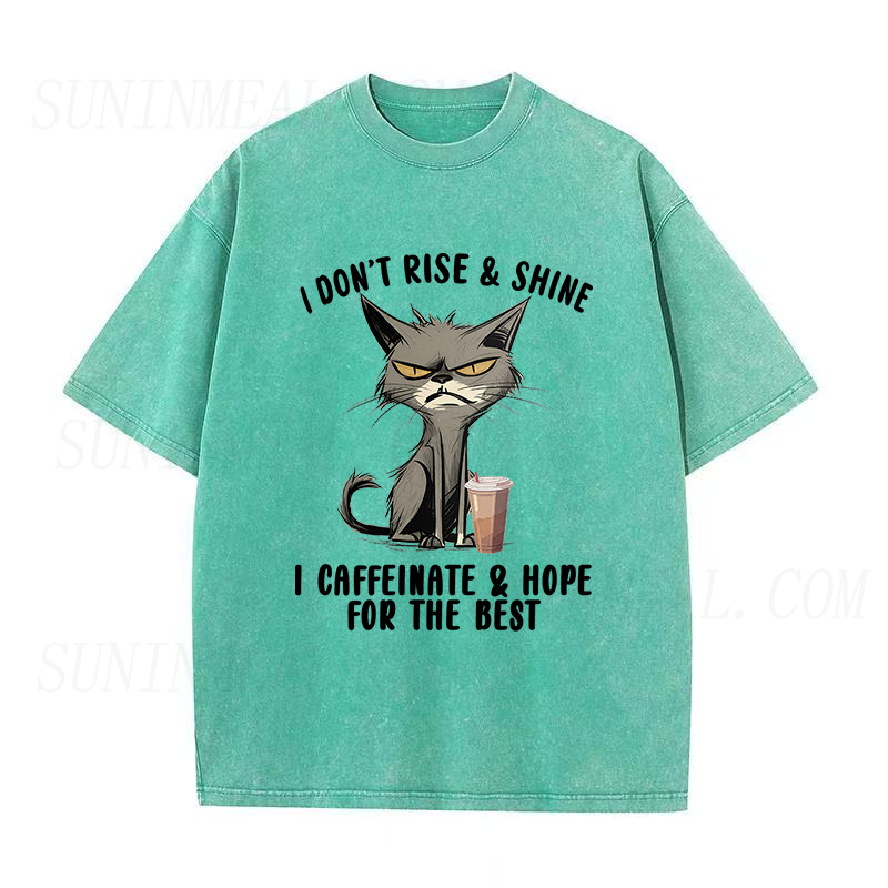 I Don't Rise And Shine Cat Coffee Unisex Tee