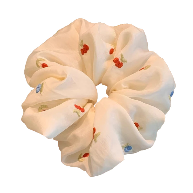 Embroidered Cherry Scrunchie