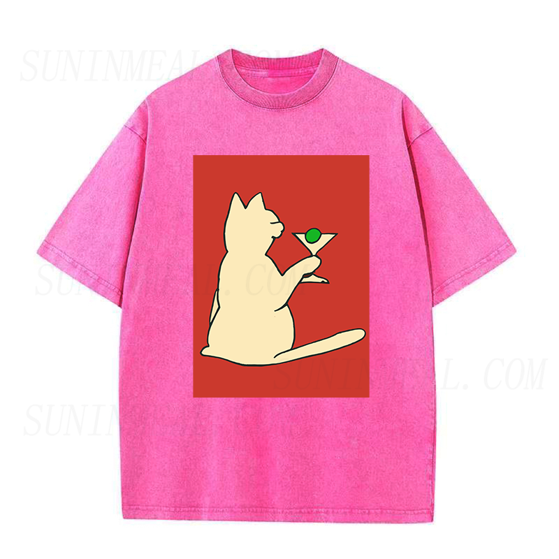 Red Cat with Martini unisex Tee