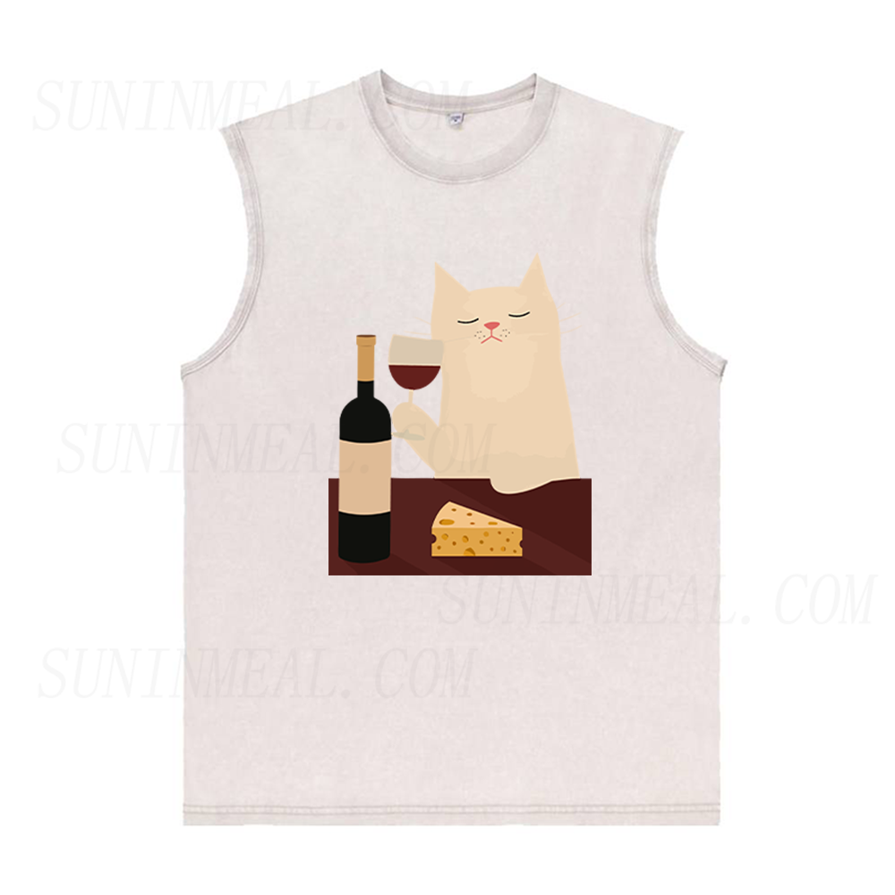 White Cat Wine Unisex Tank Top