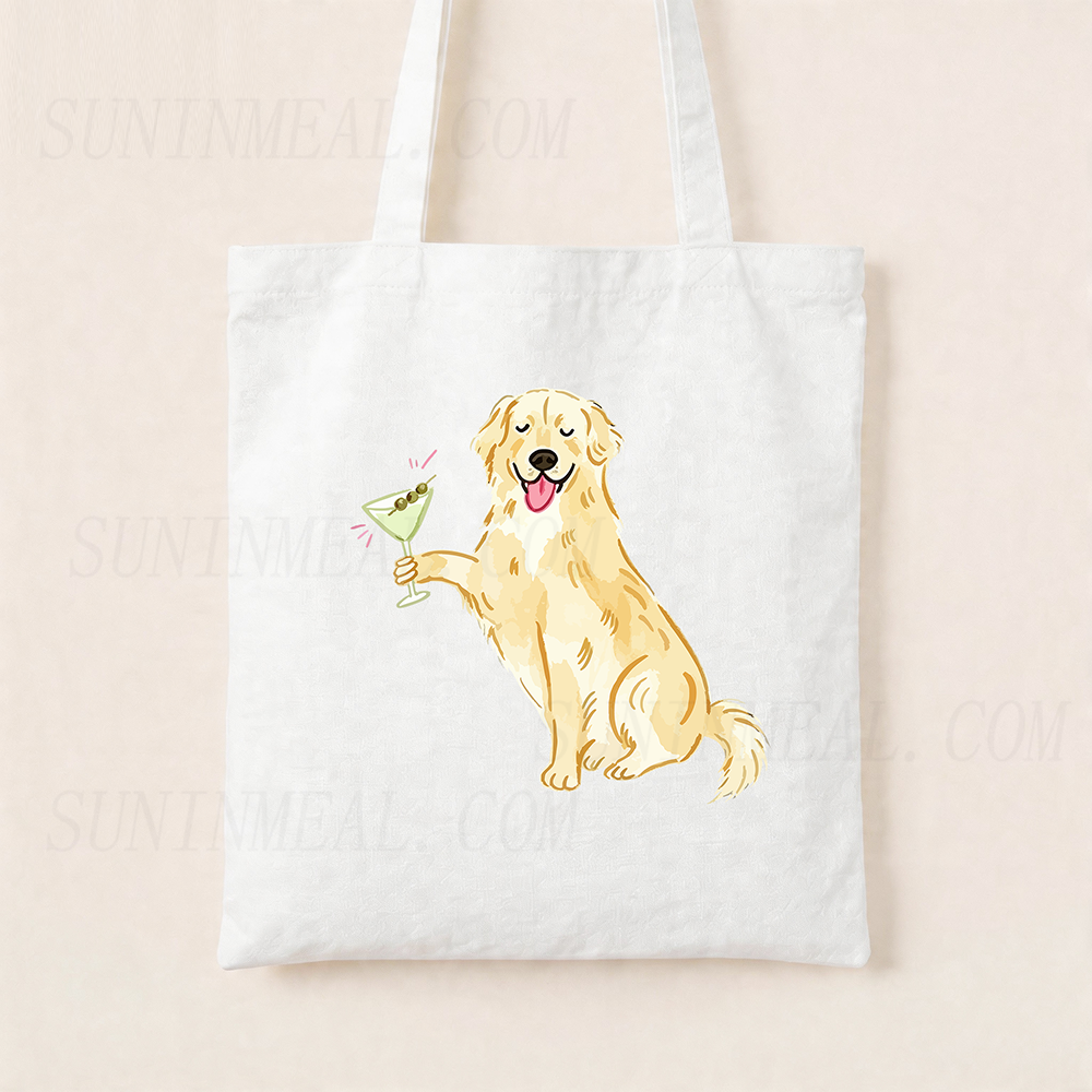 Golden Retriever Martini Canvas Tote Bag