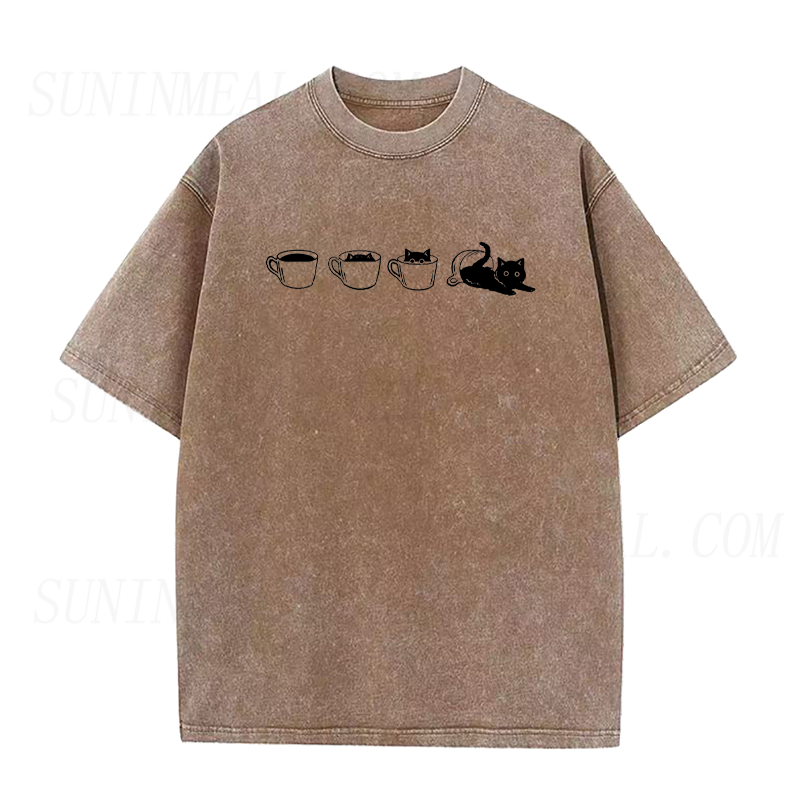 Black Cat in Coffee Unisex Tee
