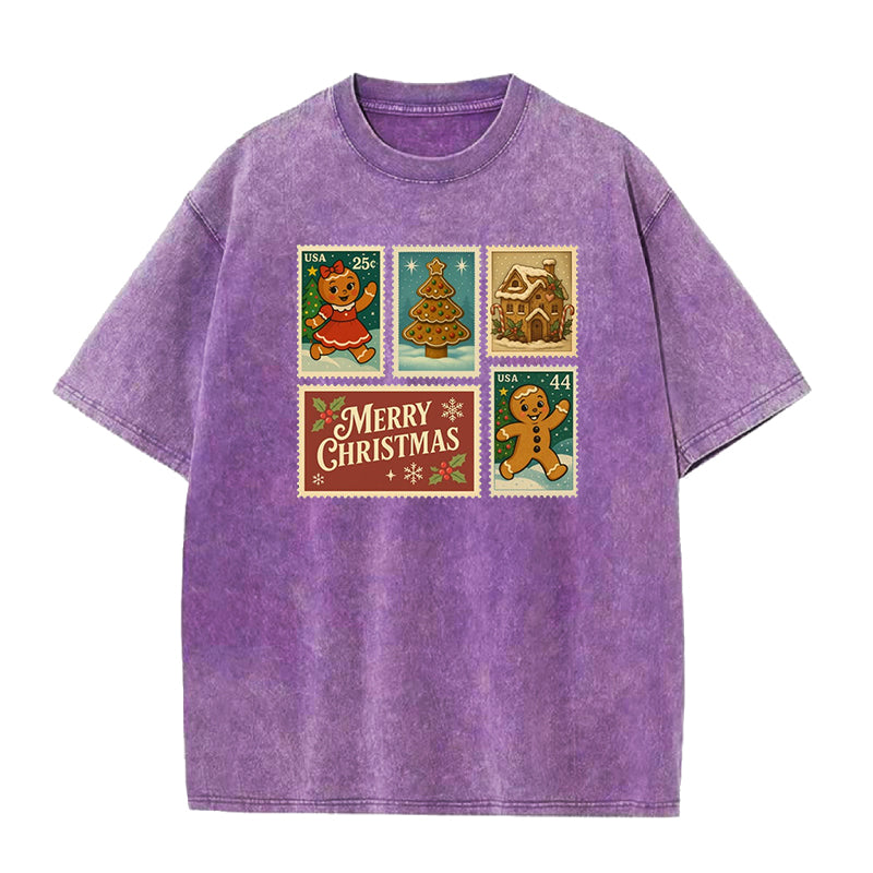 Christmas Gingerbread Postage Stamp Unisex Tee