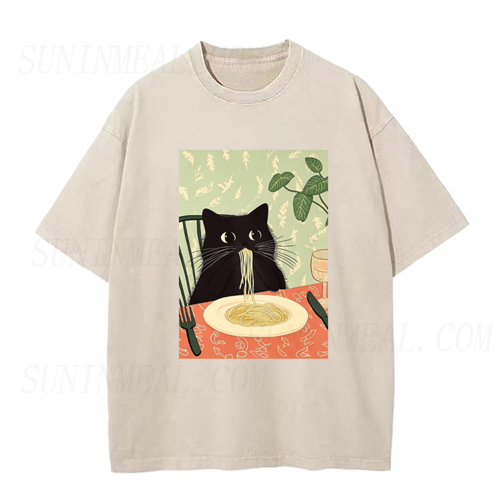 Cute Black Cat Pasta Unisex Tee