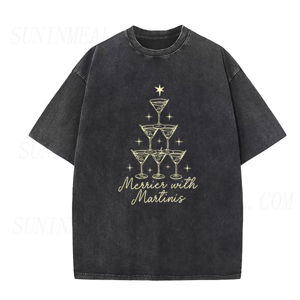 Merrier with Martinis Christmas Unisex Tee