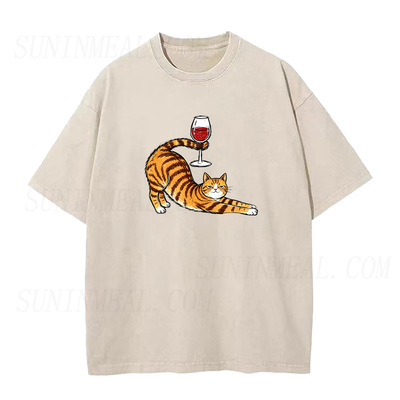 Cat with Wine Unisex Tee