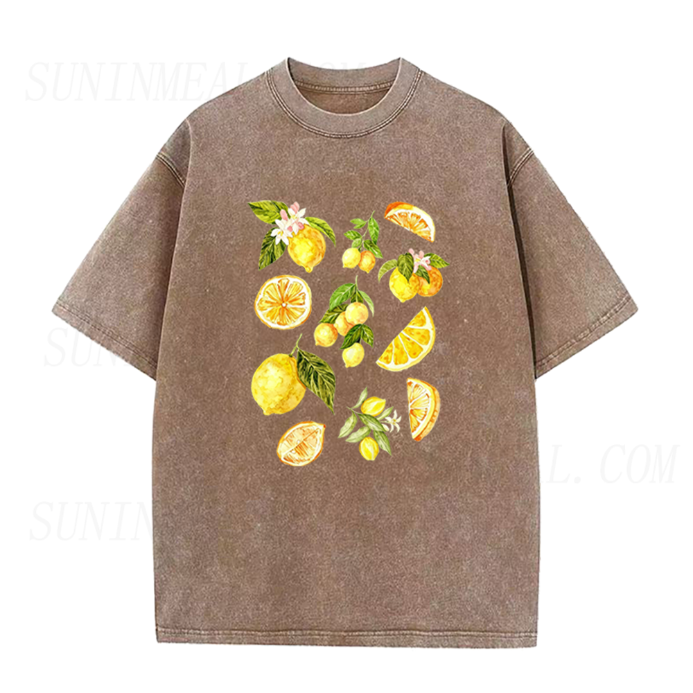 Retro Botanical Lemon Slices & Blossoms Unisex Tee