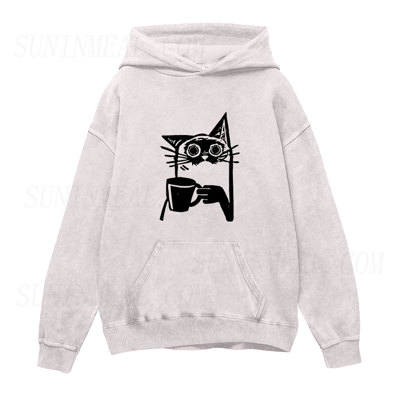 Cat Drinking Coffee Unisex Hoodie