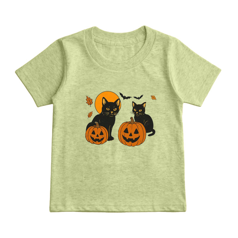 Black Cat Pumpkin Kids T-Shirt