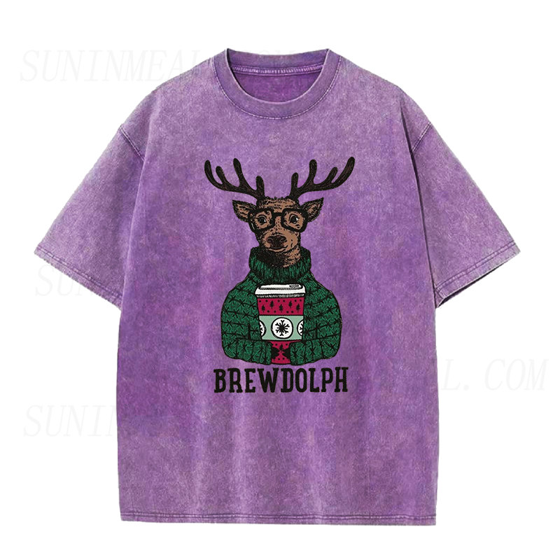 Brewdolph Reindeer Coffee Christmas Unisex Tee