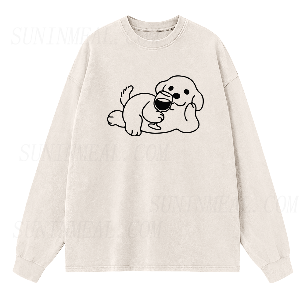 Wine Dog Long Sleeve Unisex Tee