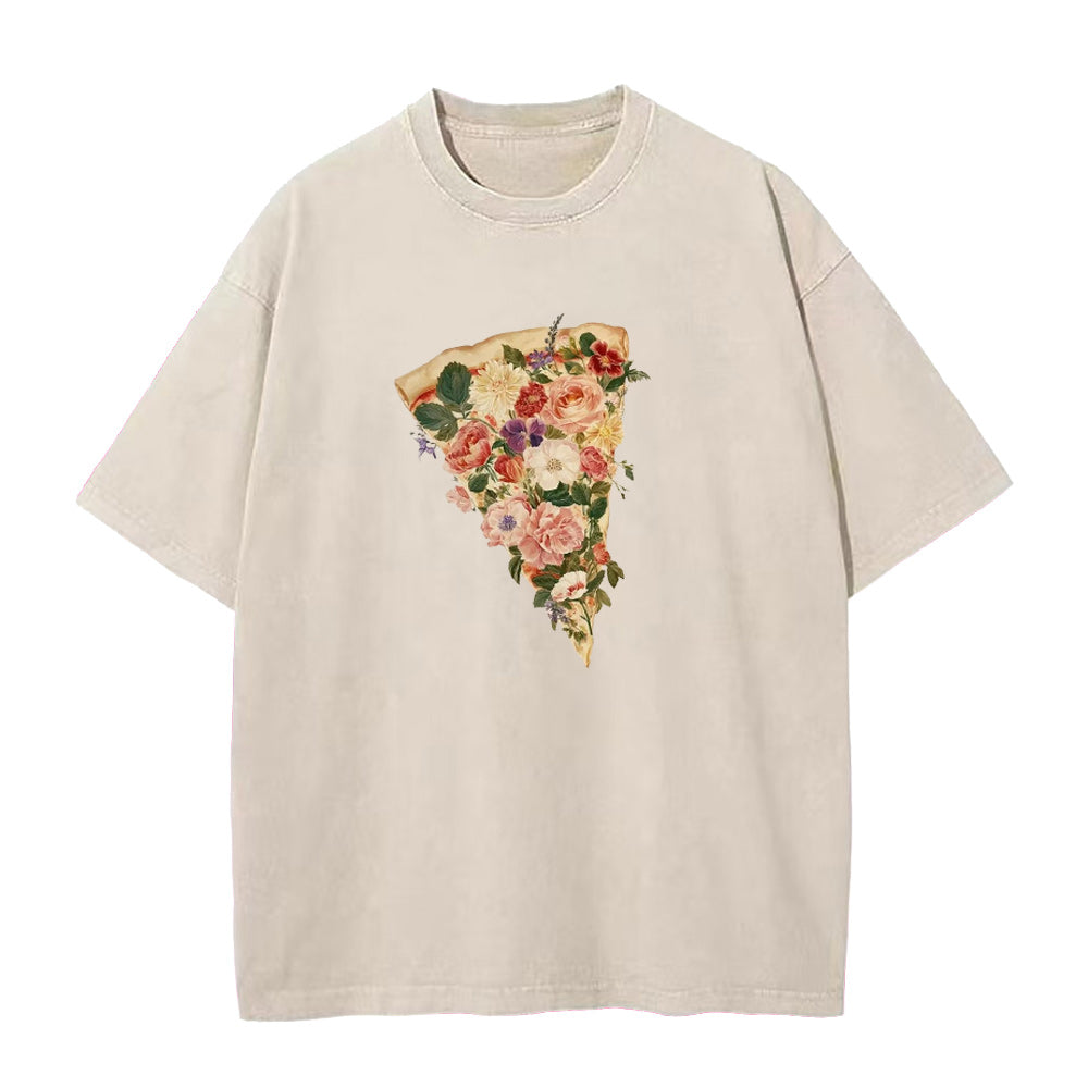 Pretty Floral Pizza Unisex Tee