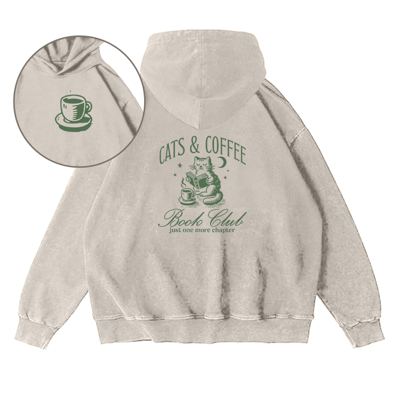 Coffee Cat and Book Lovers Unisex Hoodie