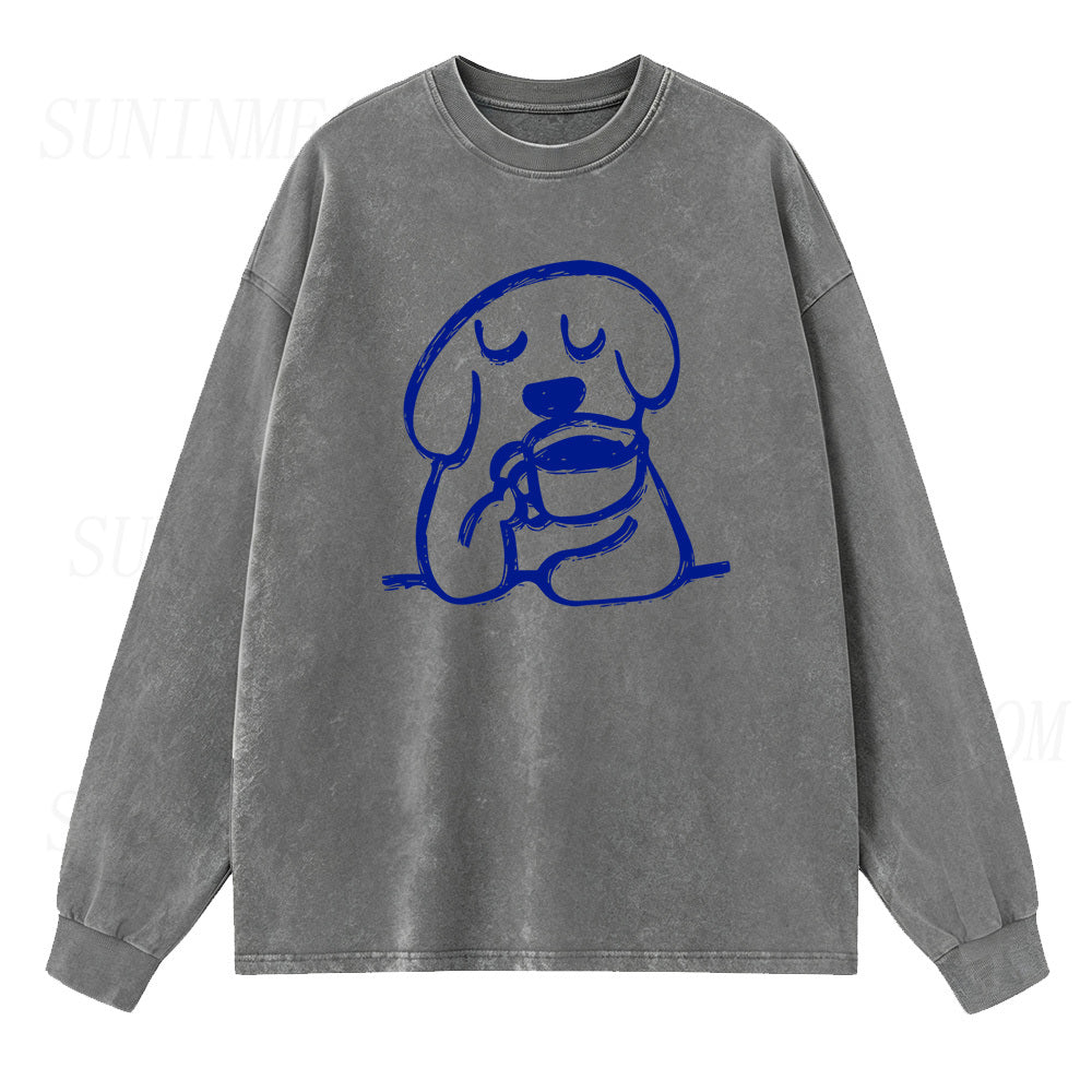 Coffee Dog Long Sleeve Unisex Tee