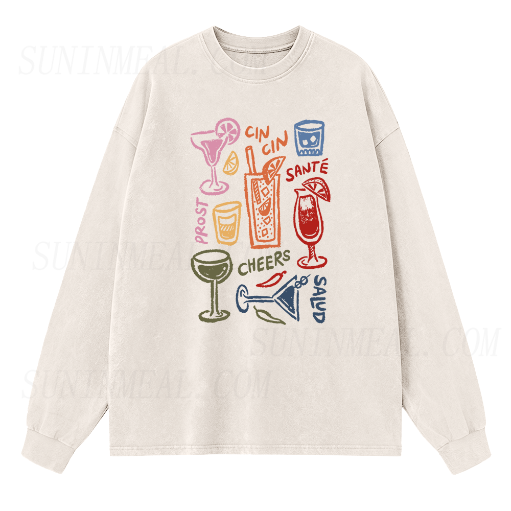 Wine Glasses Drink Long Sleeve Unisex Tee