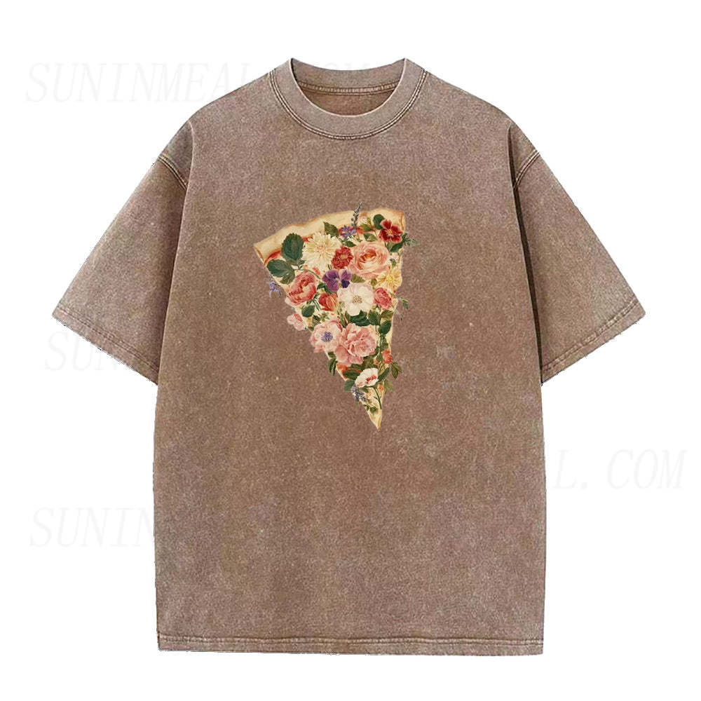 Pretty Floral Pizza Unisex Tee