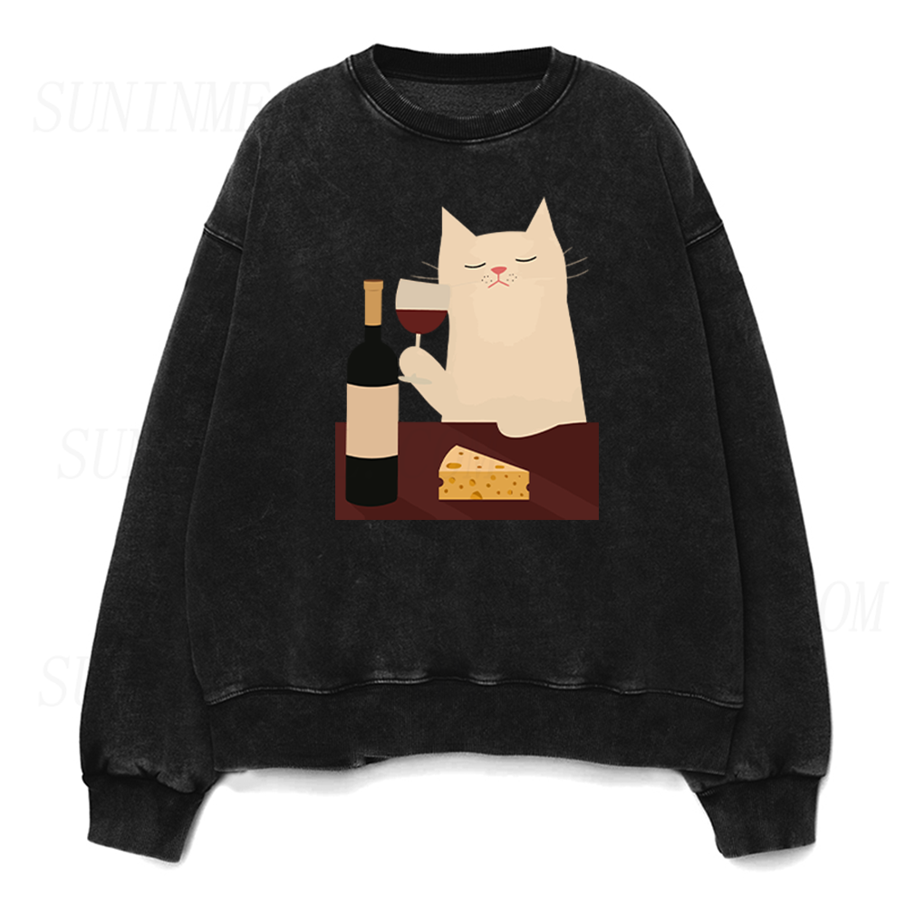 White Cat Wine Unisex Crewneck Sweatshirt